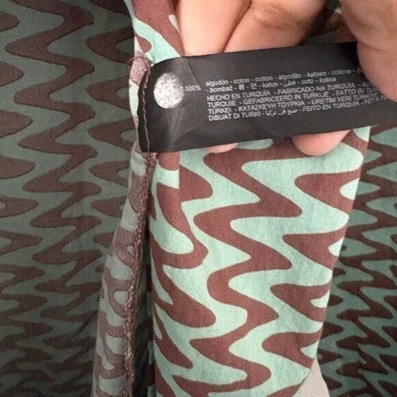 Zara Printed Tunic Long Sleeve Side Slit Front Tie Closure Retro Size XL - Picture 8 of 11